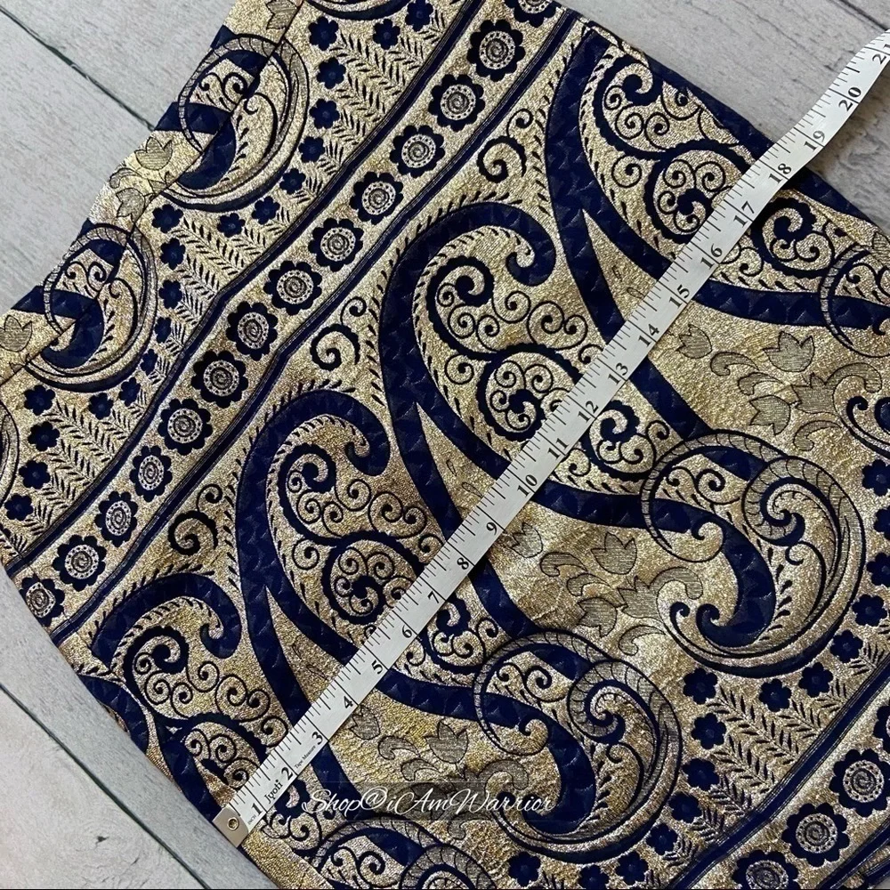 J.Crew Collection navy Art Deco metallic scroll pencil skirt *Shop@iAmWarrior